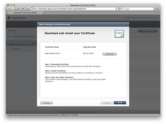 Step 6: Install developer certificate