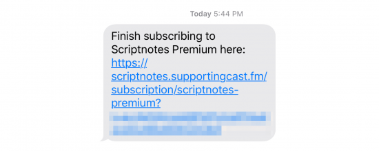 text message: subscribe with link
