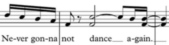 never gonna not dance musical notation, version 2
